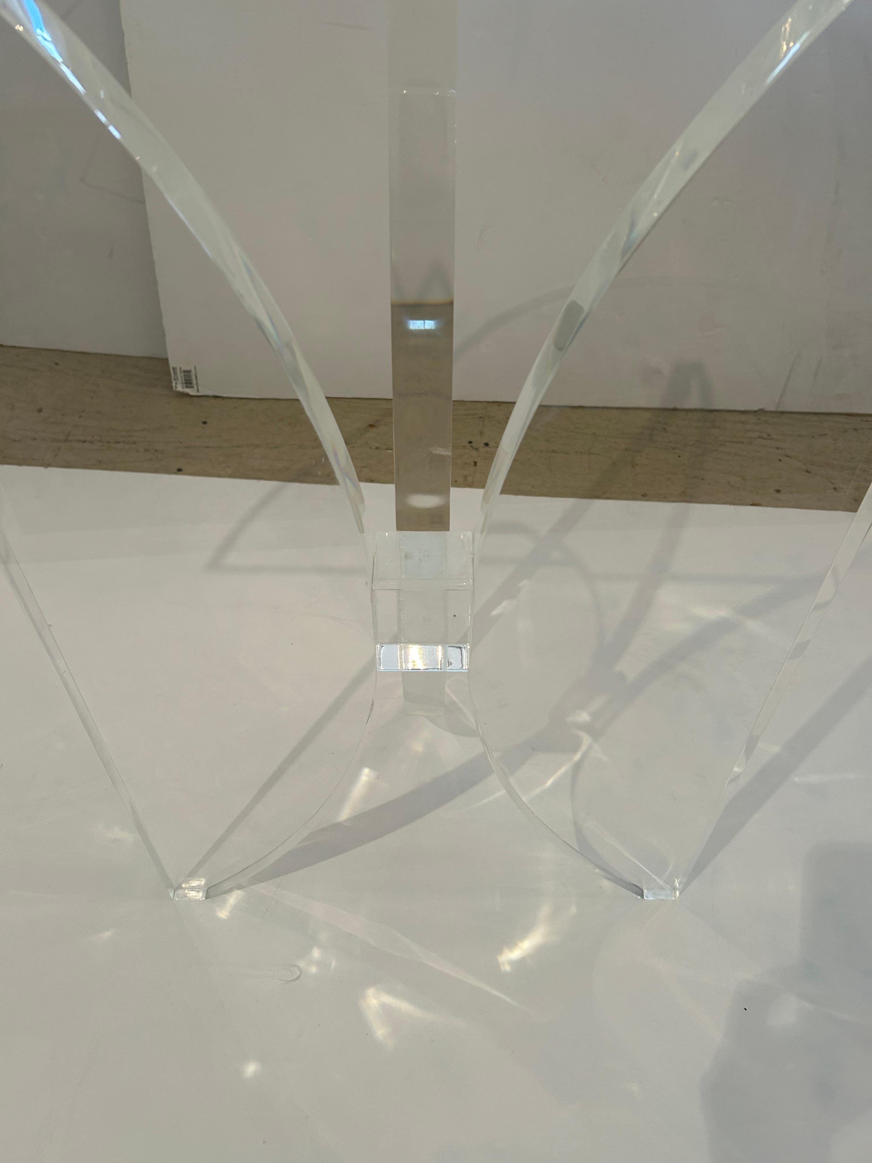American Sophisticated Mid Century Modern Lucite Demilune Console For Sale