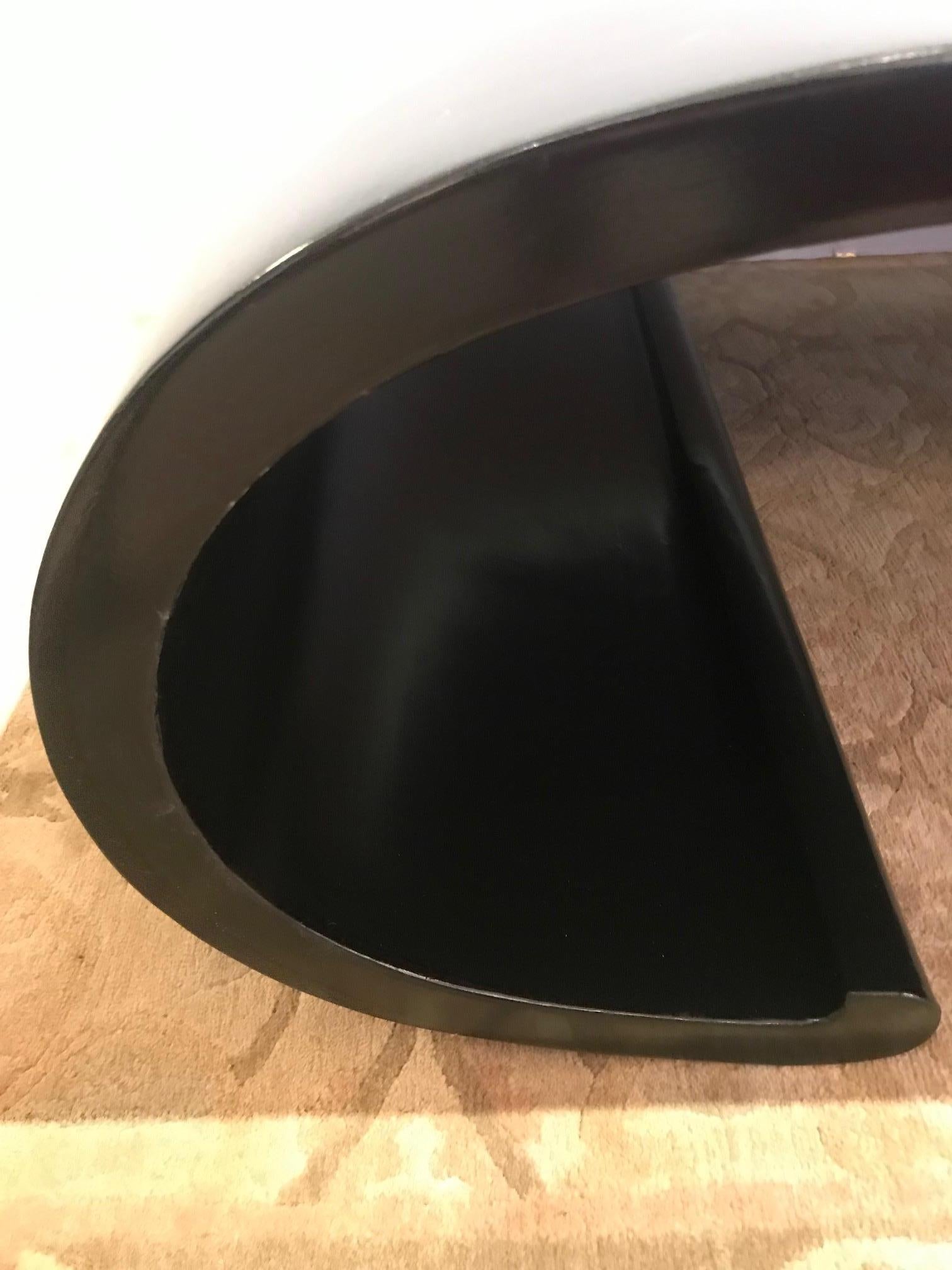 Sophisticated Mid-Century Modern Waterfall Ebonized Coffee Cocktail Table 2