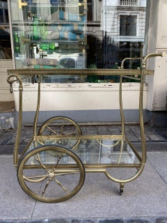Sophisticated Midcentury French Drinks Trolley-Brass