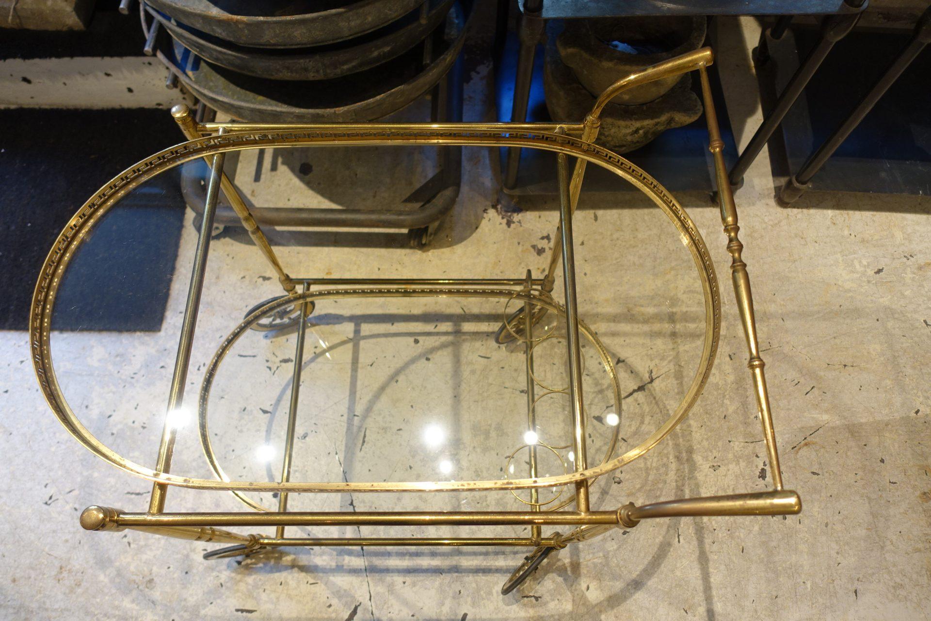 20th Century Sophisticated Midcentury French Drinks Trolley-Brass