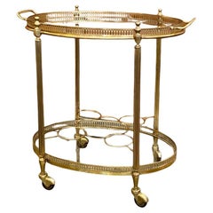 Sophisticated Midcentury French Drinks Trolley-Brass