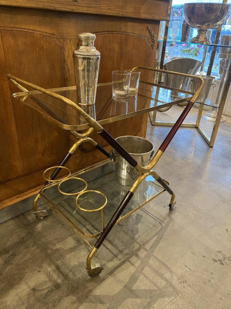 Brass Sophisticated Midcentury French Drinks Trolley-Cesare Lacca