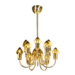 Sophisticated Midcentury Modernist Twelve-Arm Chandelier by Hans-Agne Jakobsson