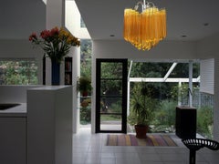 Sophisticated Modern Quadriedri Glass Chandelier, 60 Amber Prism Quadriedri