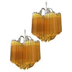 Sophisticated Modern Quadriedri Glass Chandeliers, 60 Amber Prism Quadriedri