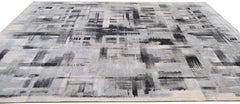 Sophisticated Monochromatic Contemporary Tibetan Wool and Silk Rug 9'x12'
