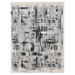 Sofisticato Tappeto monocromatico contemporaneo in lana e seta tibetana 9'x12'