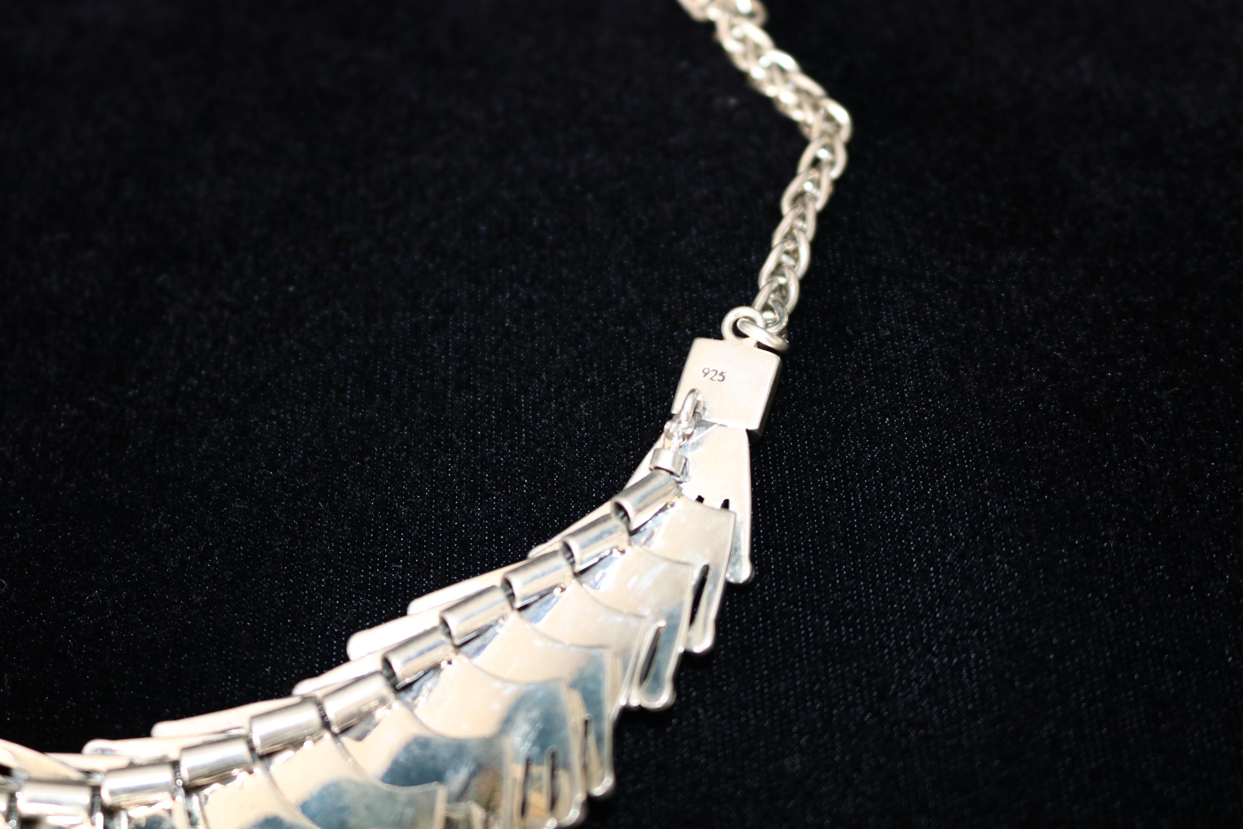Contemporary Sophisticated Multi Layered 925 silver necklace For Sale