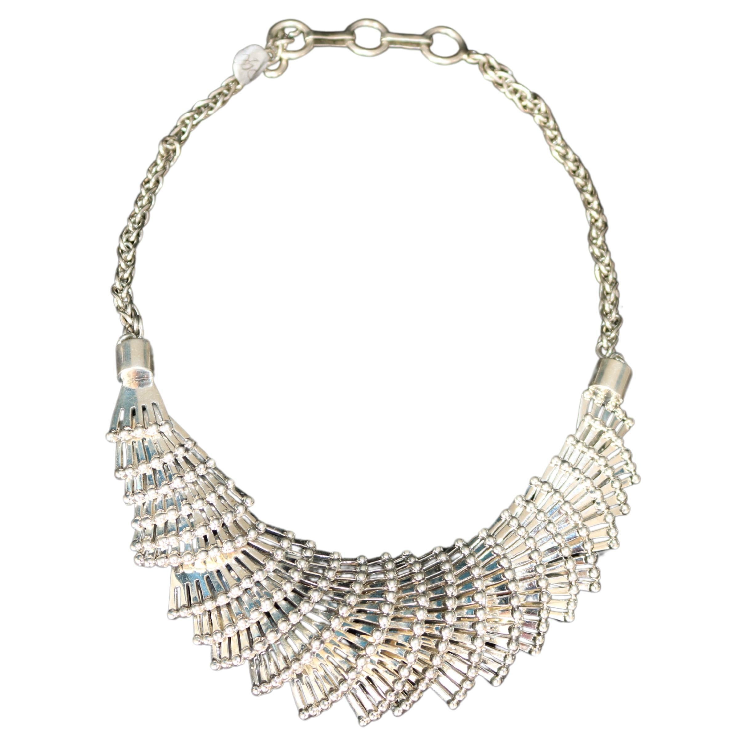 Sophisticated Multi Layered 925 silver necklace For Sale