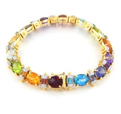 Anspruchsvolle Multi natürlichen Oval Cut Edelsteine Damen Armband in 18K Gelbgold