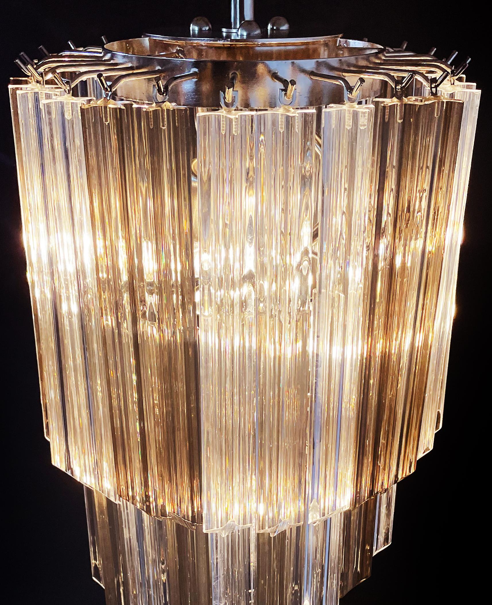 Sophisticated Murano Chandelier – 54 quadriedri prisms transparent and smoked For Sale 7