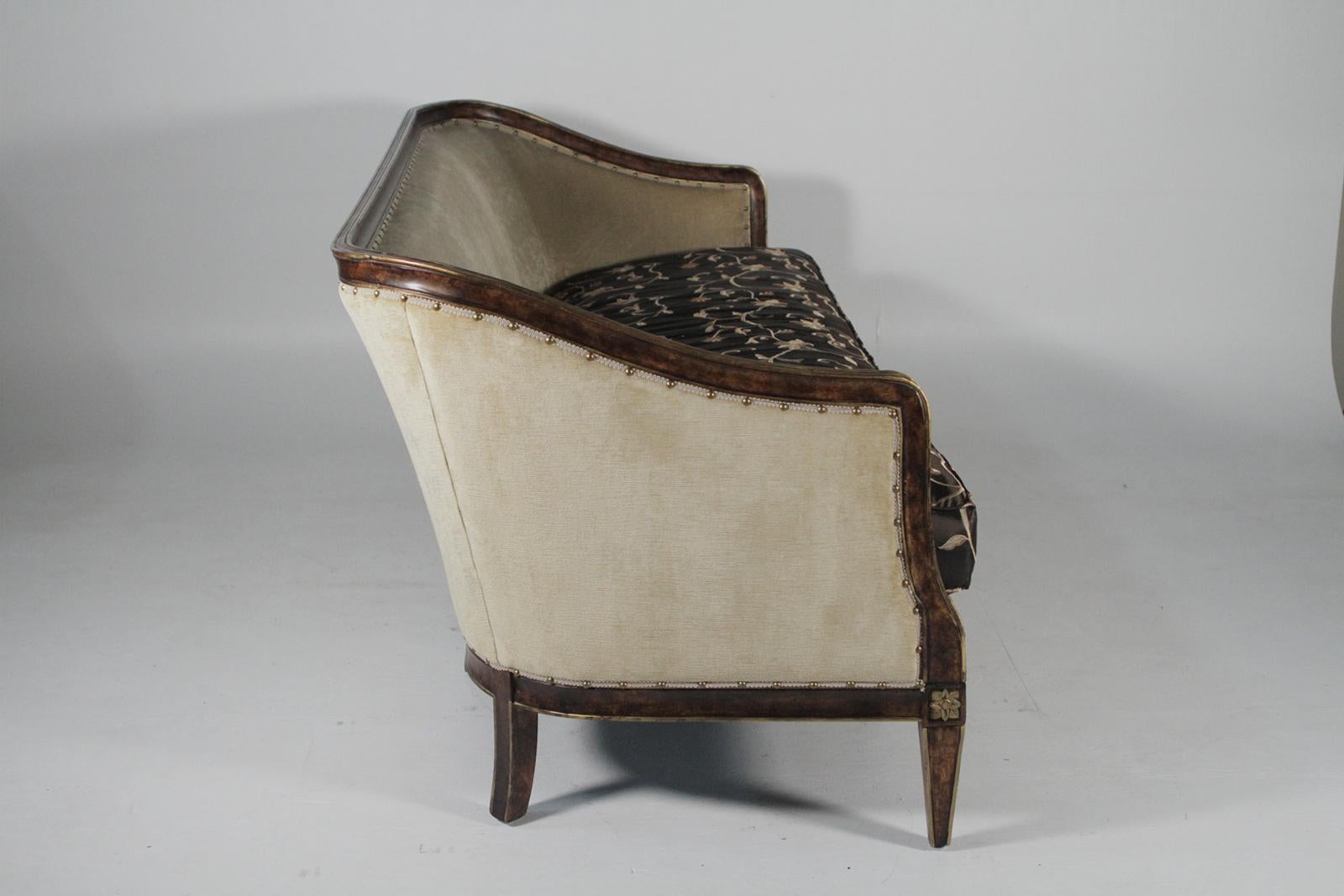 Italian Sophisticated Neoclassical Sofa with Walnut Frame