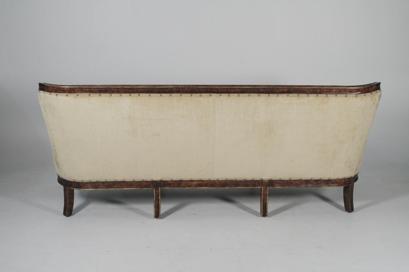 Sophisticated Neoclassical Sofa with Walnut Frame In Excellent Condition In Lambertville, NJ