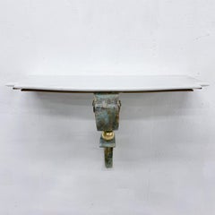 Sophisticated Neoclassical Wall Console Table French Iron Bronze & Marble, 1950s