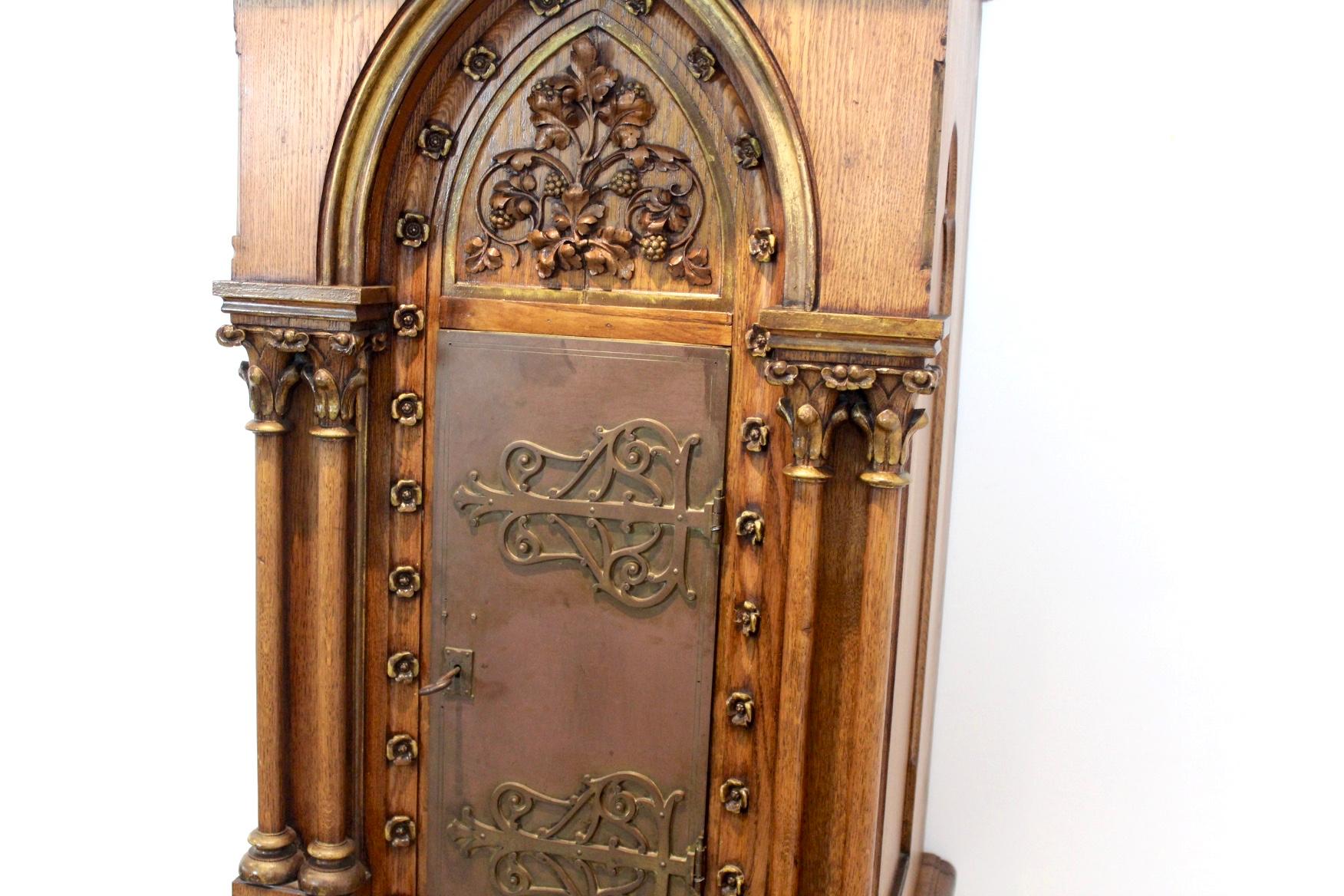 Steel Sophisticated Oak Church Tabernacle Cabinet For Sale