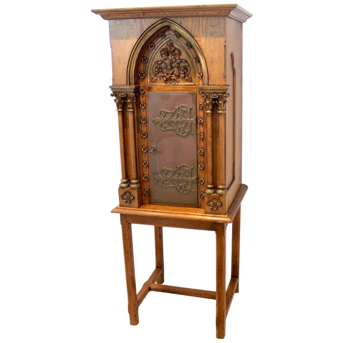 Sophisticated Oak Church Tabernacle Cabinet For Sale