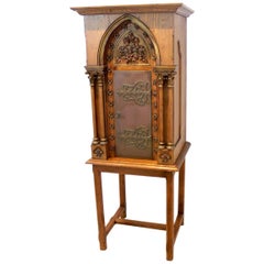 Antique Sophisticated Oak Church Tabernacle Cabinet