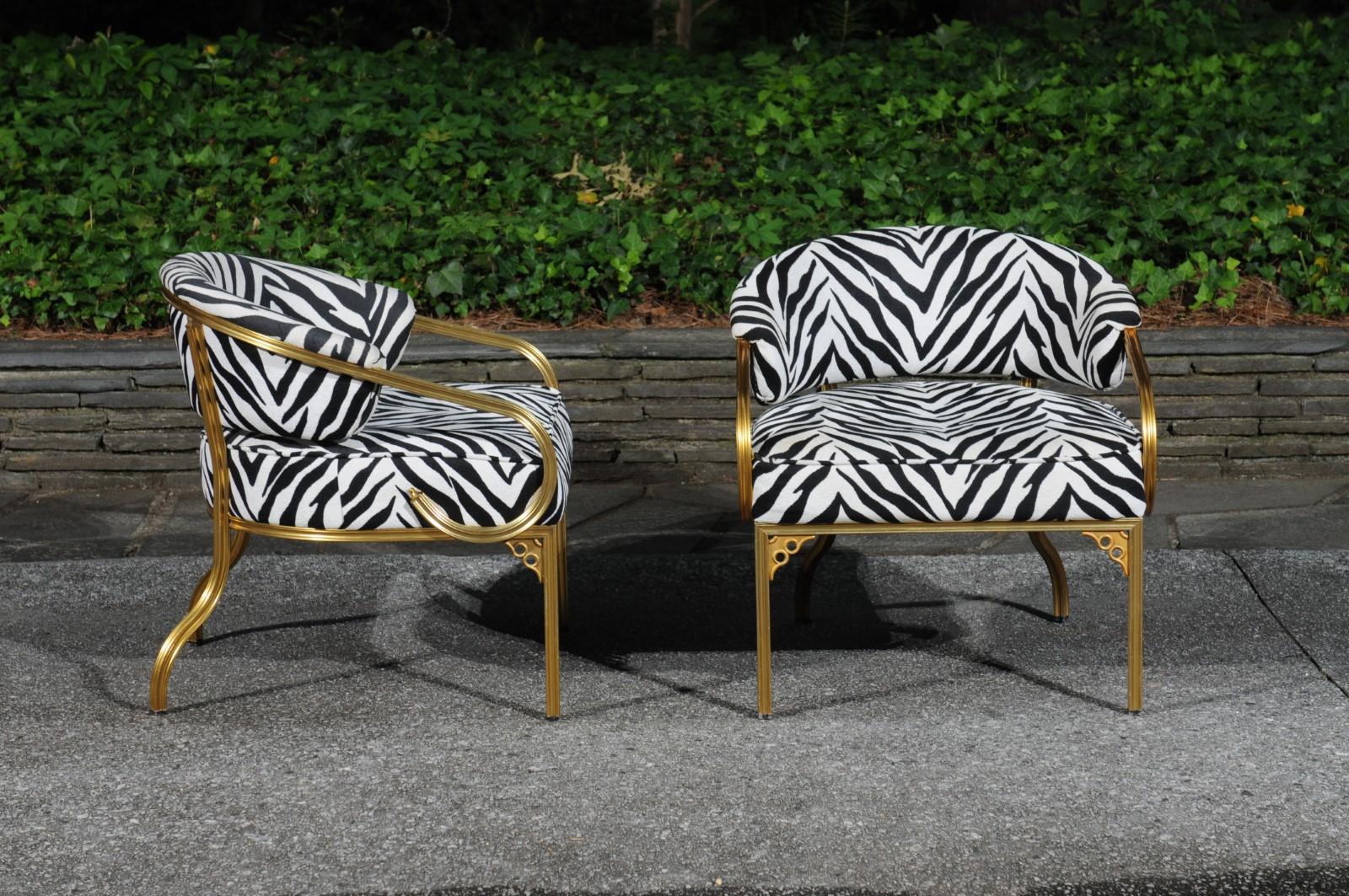 Aluminium Paire de chaises longues Art Déco sophistiquées de John Van Korert pour Troy Sunshade  en vente