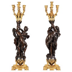 Pair of Louis XVI Style "Cupid and Psyche" Candelabras, France, Circa 1880