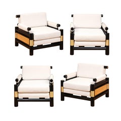 Stellare coppia di lettini in canna e ottone di Taylor per Baker, 2 coppie disponibili