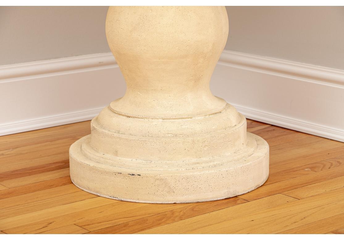 Sophisticated Pair Of Cast Faux Stone Round Pedestal Side Tables For Sale 1