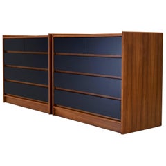 Sophisticated Pair of Custom Danish Teak and Black Lacquer Dressers