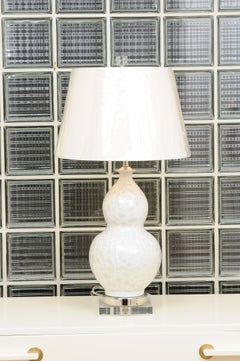 Sophisticated Pair of Custom Large Fish-Scale Glaze Ceramic Double Gourd Lamps