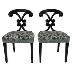 Sophisticated  Pair of Ebonized Biedermeier Style Side Chairs