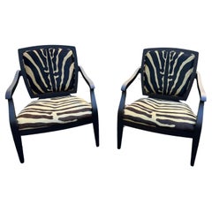 Sophisticated Pair of Italian Custom Printed Hide Club Chairs for Lorin Marsh