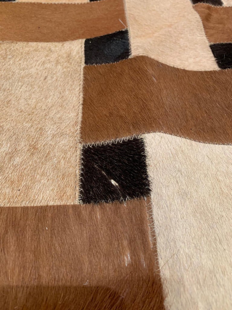 Sophisticated Patchwork Cowhide Area Rug For Sale at 1stDibs