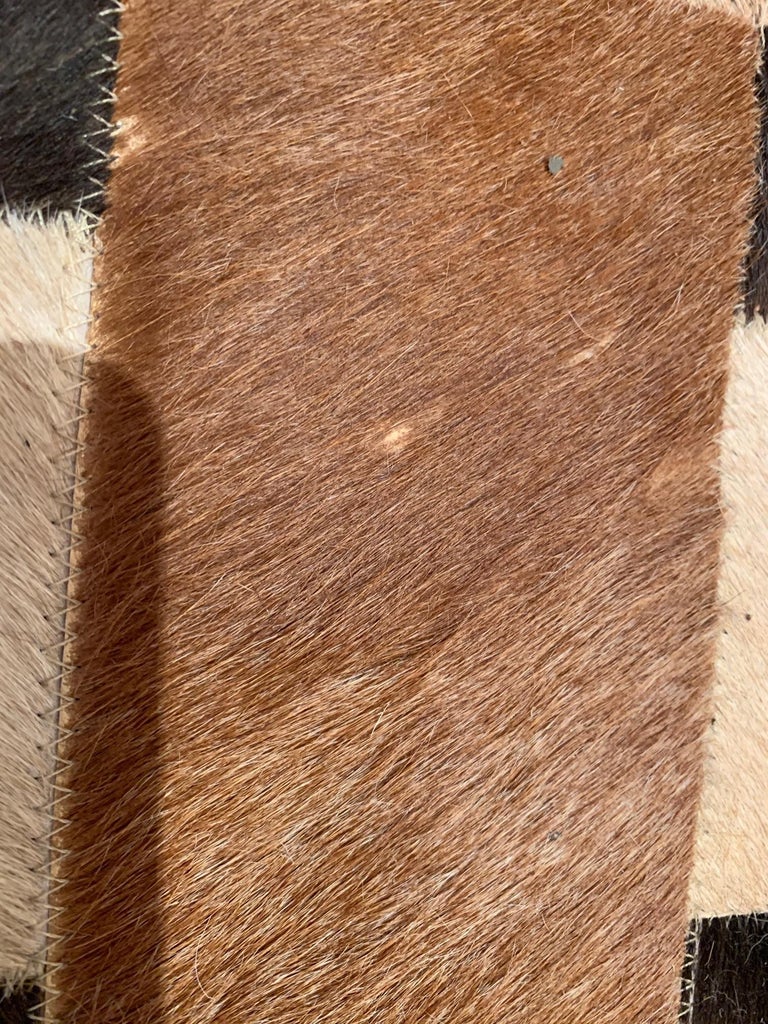 Sophisticated Patchwork Cowhide Area Rug For Sale at 1stDibs