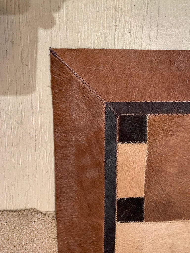 Sophisticated Patchwork Cowhide Area Rug For Sale at 1stDibs