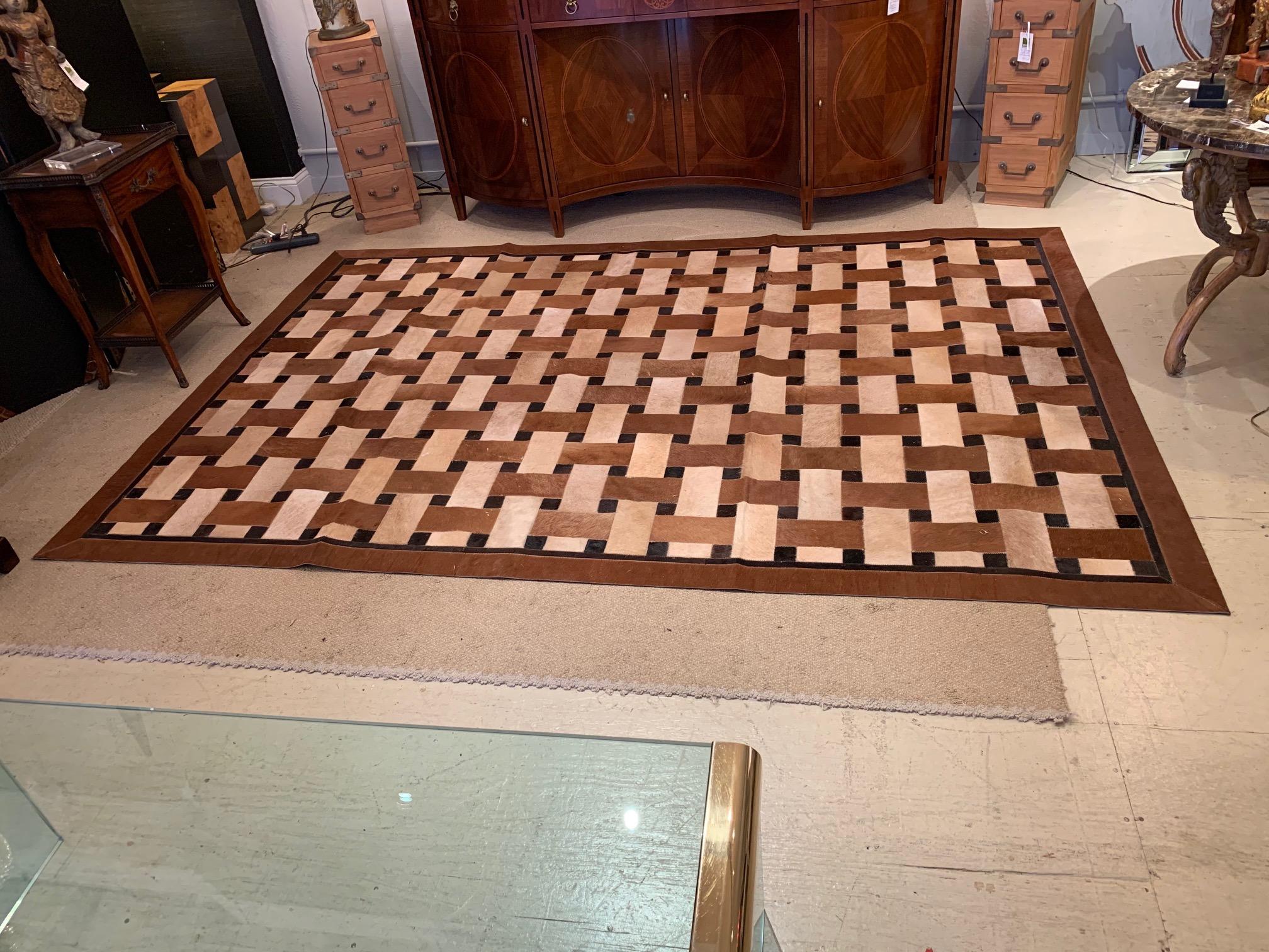 Sophisticated Patchwork Cowhide Area Rug 4