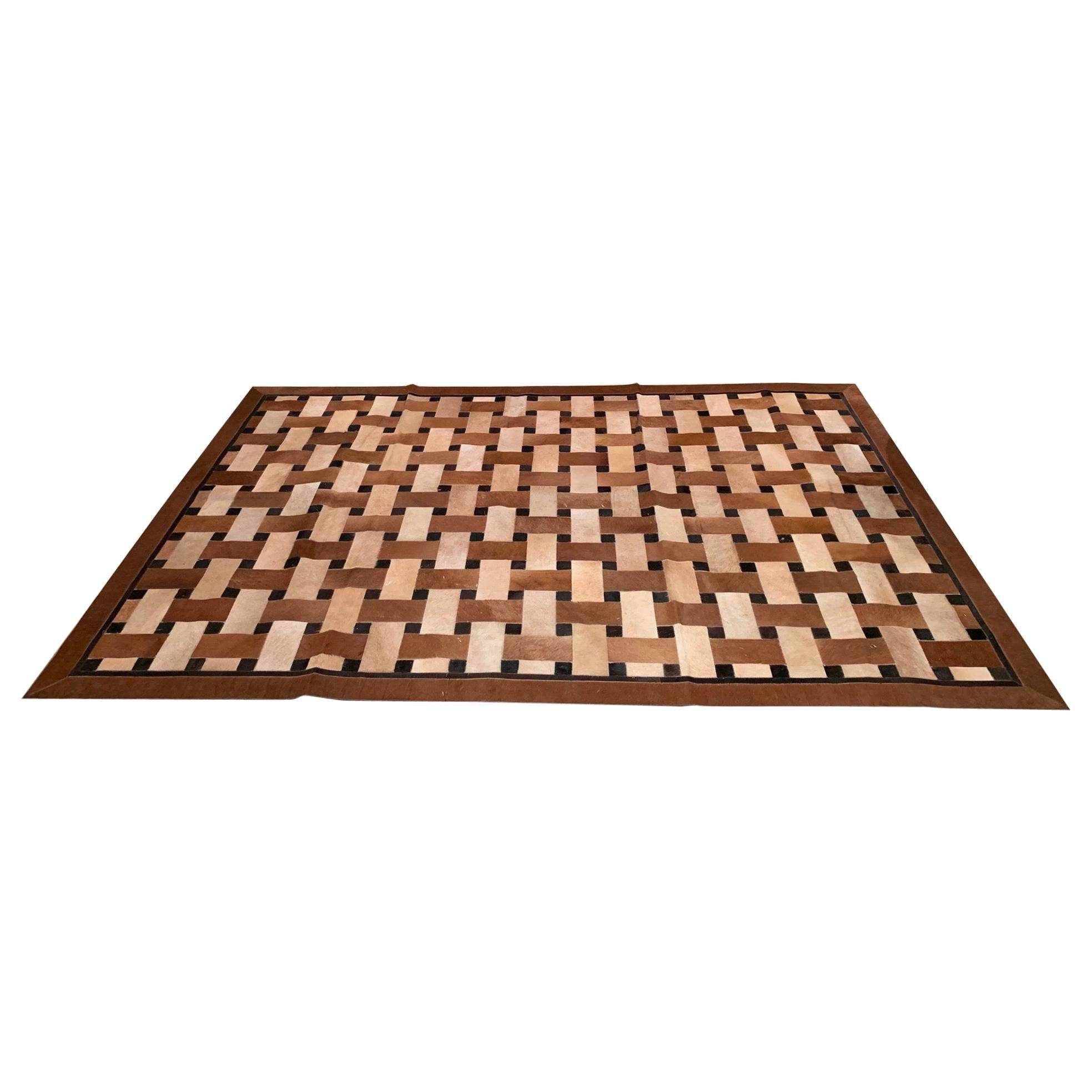 Sophisticated Patchwork Cowhide Area Rug