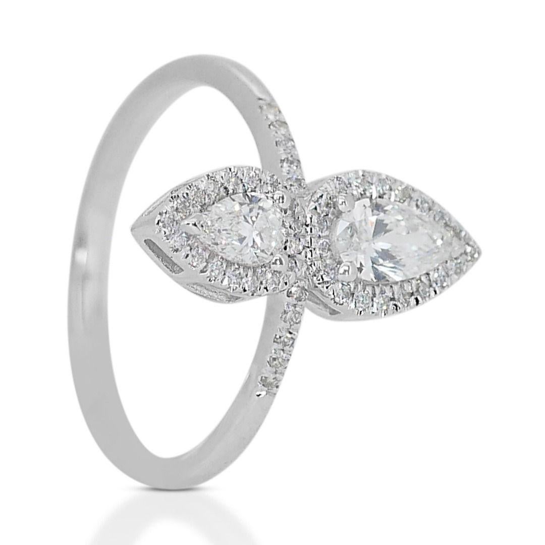 Pear Cut Sophisticated Pear Diamond Ring in 18K White Gold