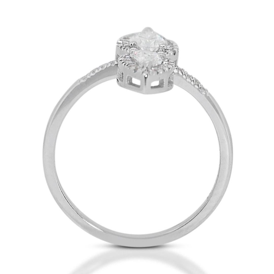 Women's Sophisticated Pear Diamond Ring in 18K White Gold