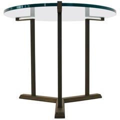 Sophisticated Peter Ghyczy Brass and Glass Side Table