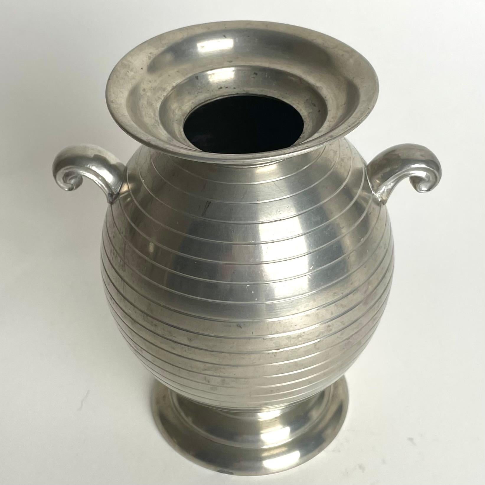 Art Deco Sophisticated pewter vase in Swedish Grace dated 1936 For Sale