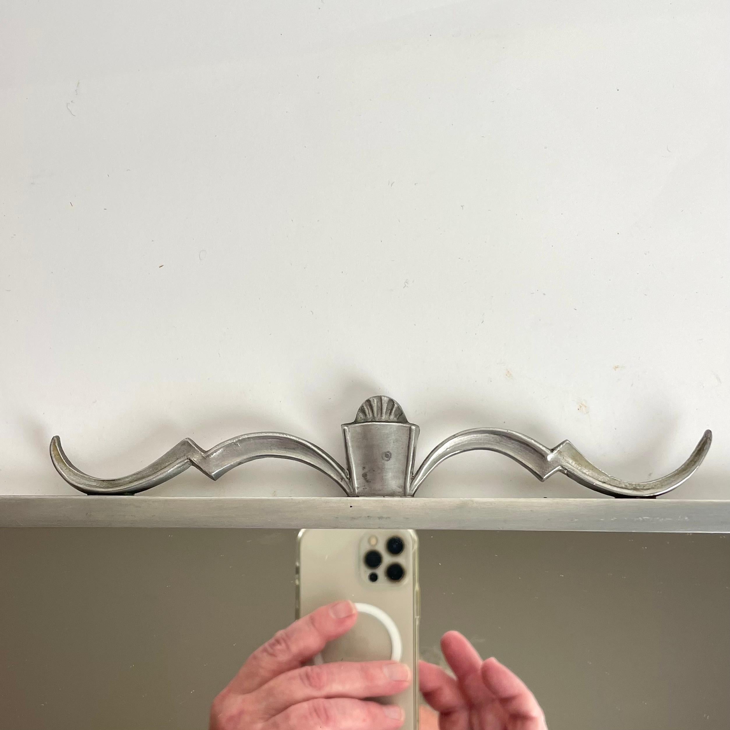 Early 20th Century Sophisticated Pewter Wall Mirror by Edvin Ollers in Swedish Grace from 1928 For Sale