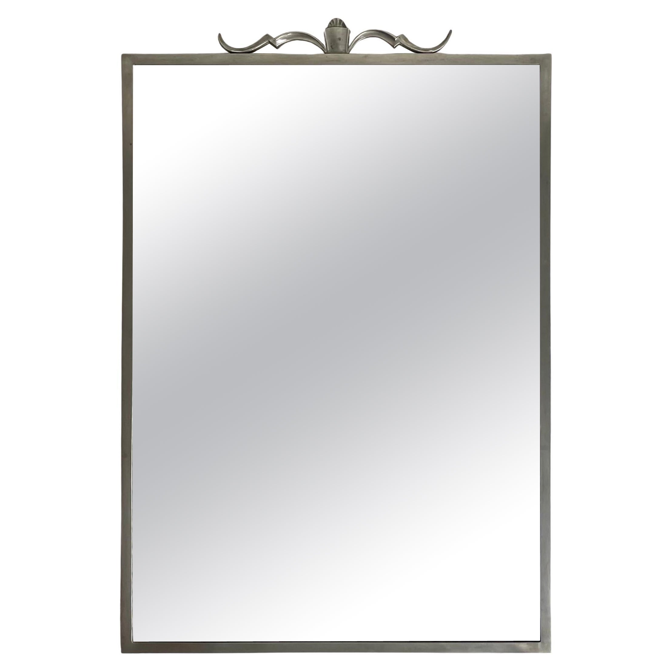 Sophisticated Pewter Wall Mirror by Edvin Ollers in Swedish Grace from 1928