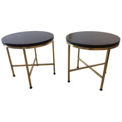 Sophisticated Rare Pair of Paul McCobb Round Side Occasional Drinks Tables