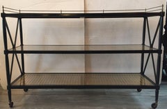 Sophisticated Regency Style Three-Tier Ebonized and Caned Console Server