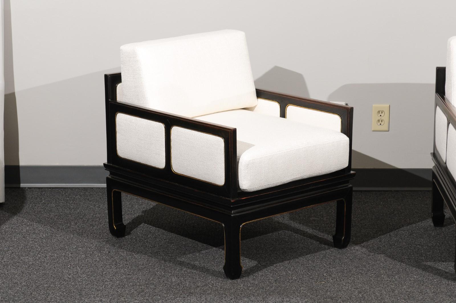 American Sophisticated Restored Pair of Lounge Chairs by Baker Furniture, circa 1960 For Sale