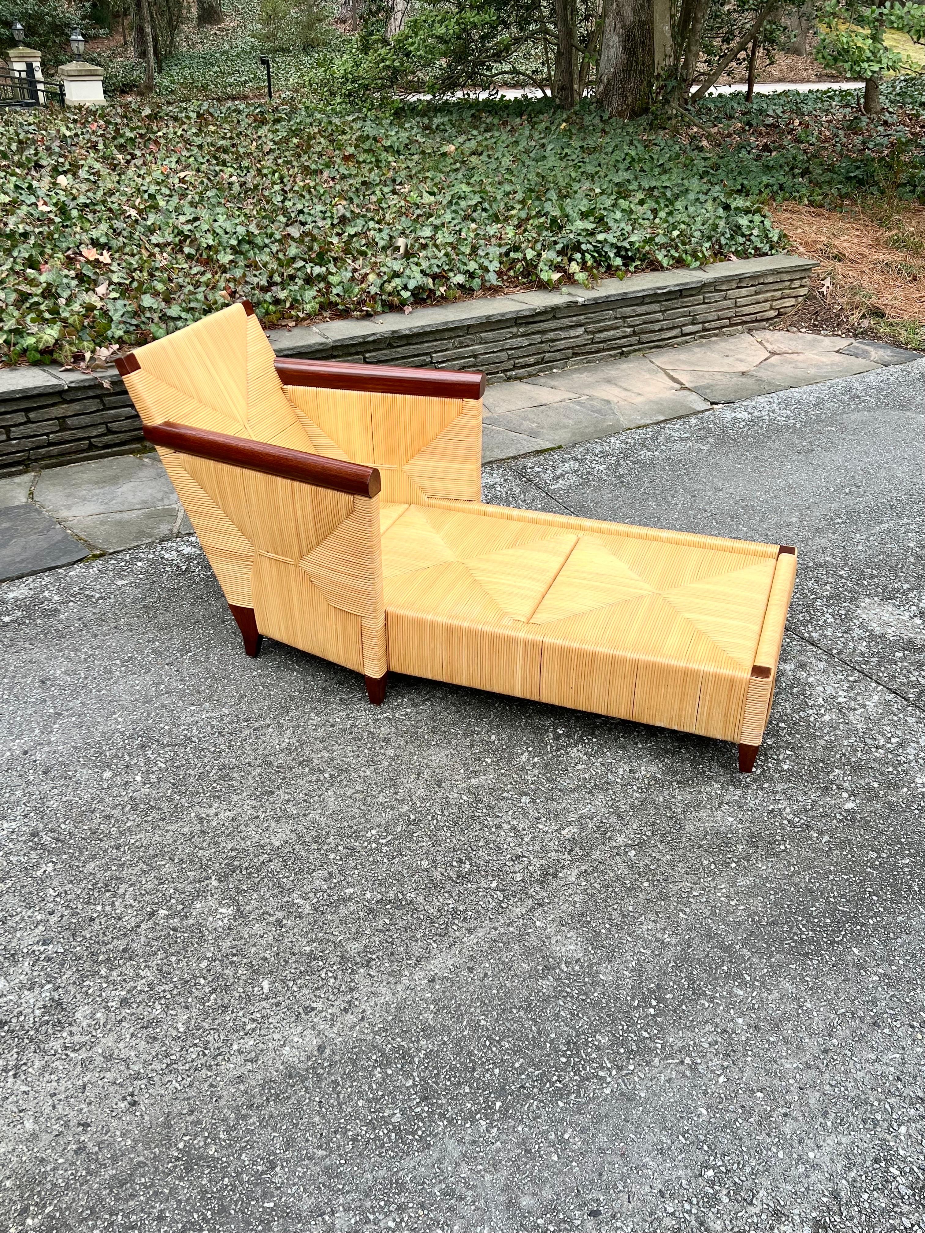 Sophisticated Restored Rush Cane Chaise Lounge by John Hutton for Donghia For Sale 4