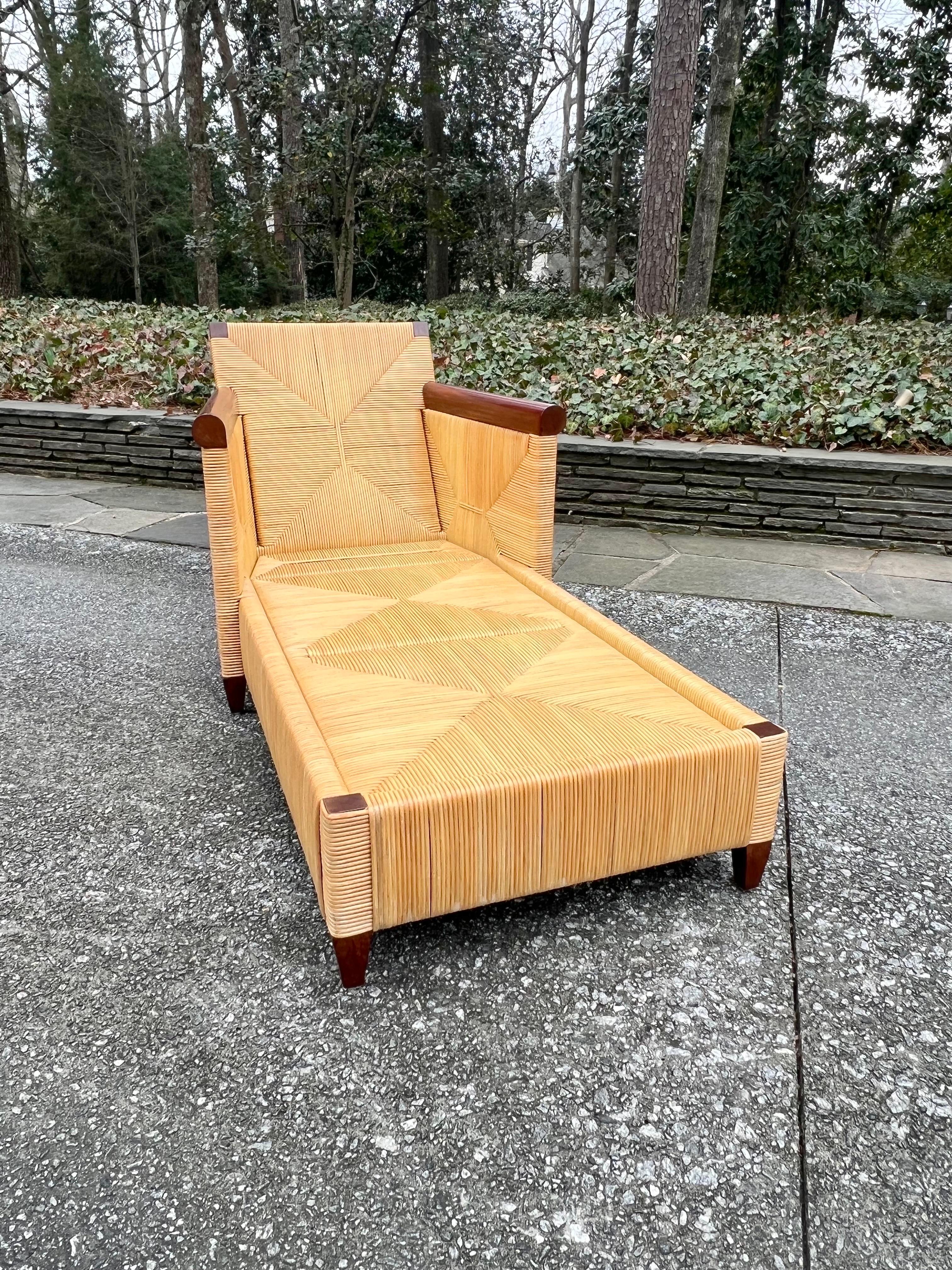 Sophisticated Restored Rush Cane Chaise Lounge by John Hutton for Donghia For Sale 5