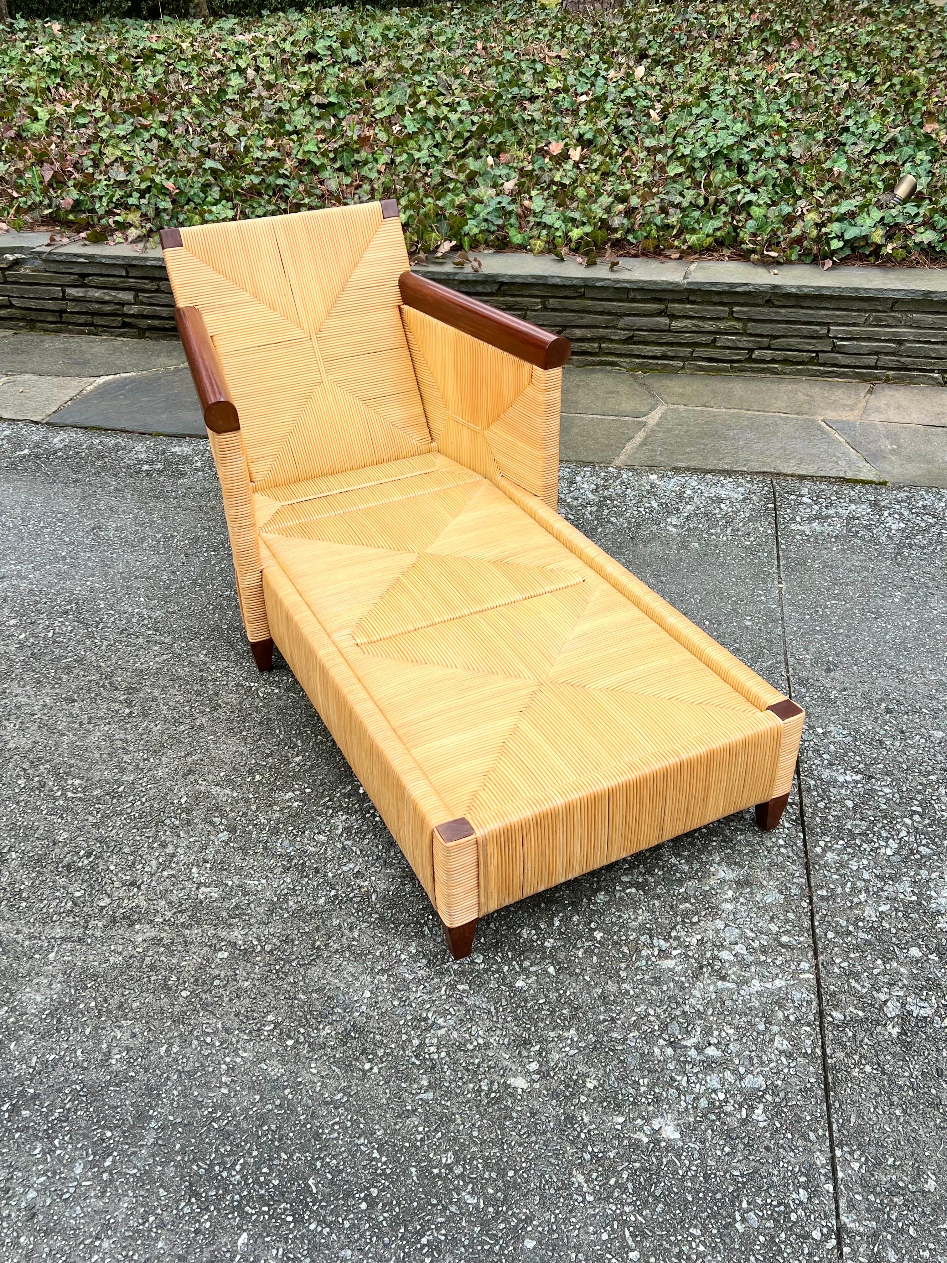 Sophisticated Restored Rush Cane Chaise Lounge by John Hutton for Donghia For Sale 10