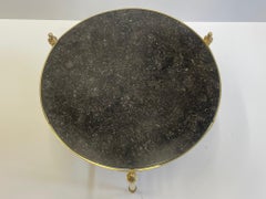 Sophisticated Round Maison Jansen Style Brass Coffee Table with Black Marble Top