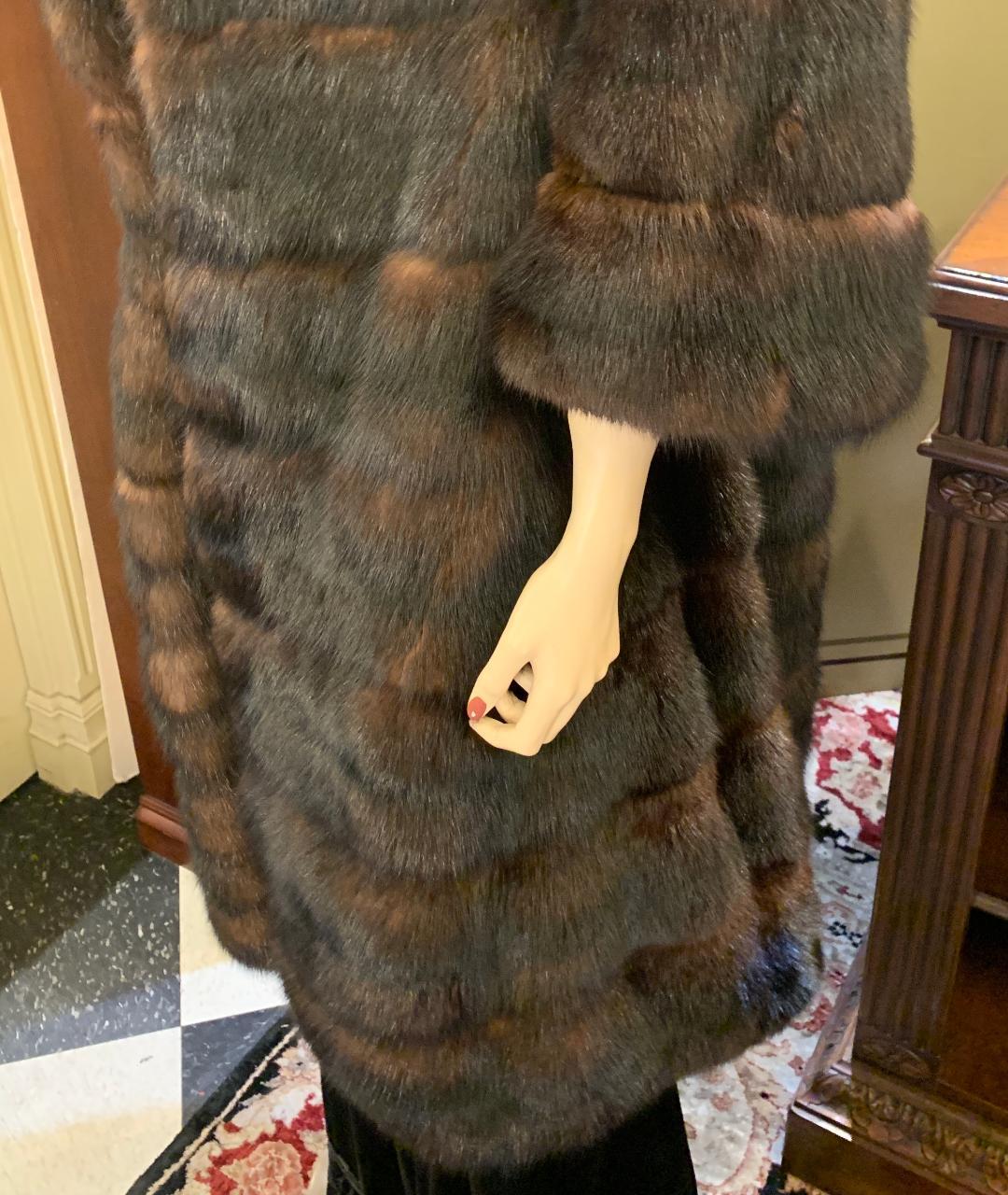 Sophisticated Russian Sable Mid Length Fur Coat with 3/4 Length Sleeves For Sale 2
