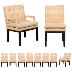 Sophisticated Set of 10 Brass Parsons Dining Chairs by John Stuart, circa 1968