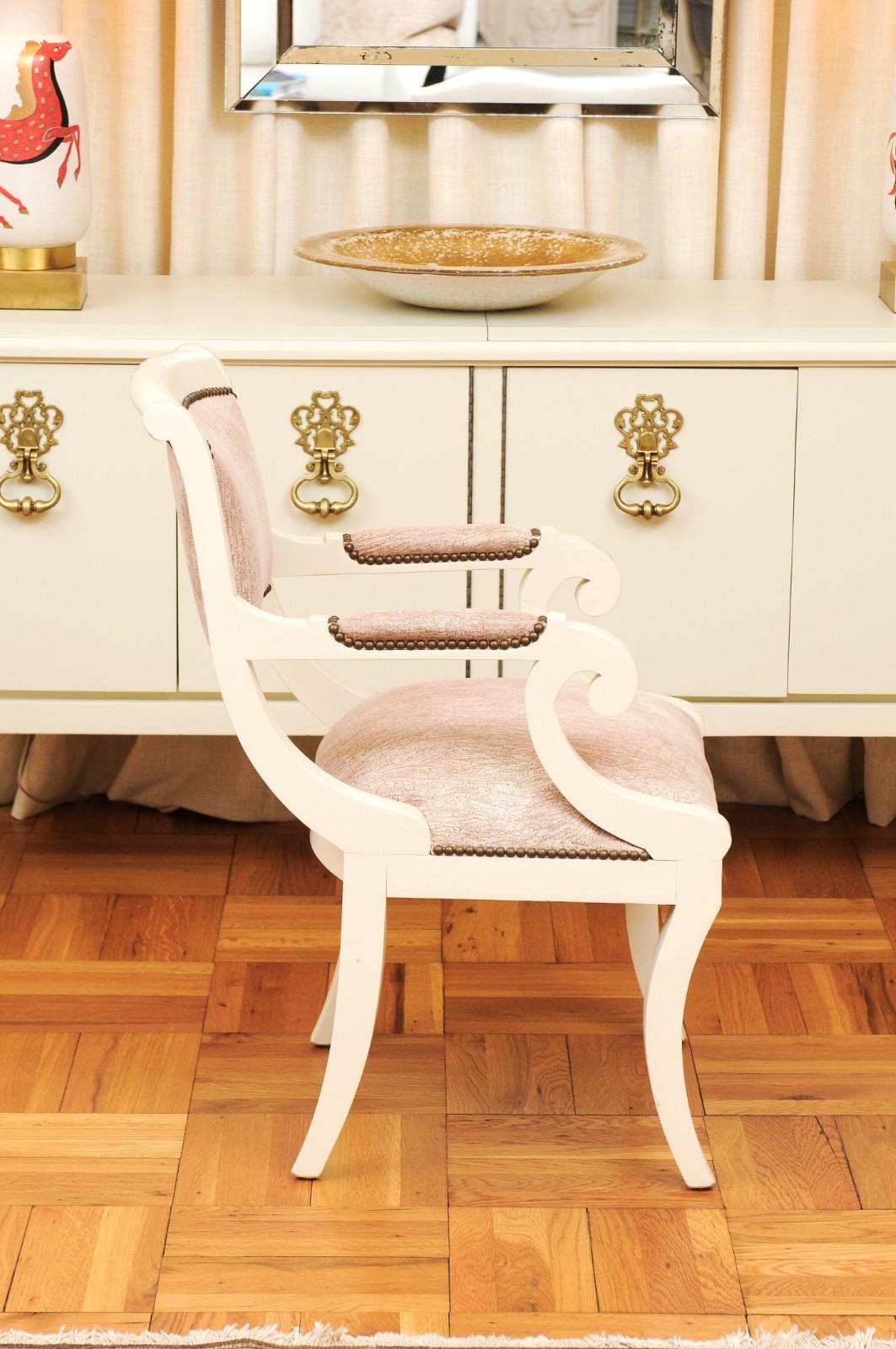 Sophisticated Set of 12 Modern Regency Style Klismos Chairs, Italy, circa 1970 For Sale 1